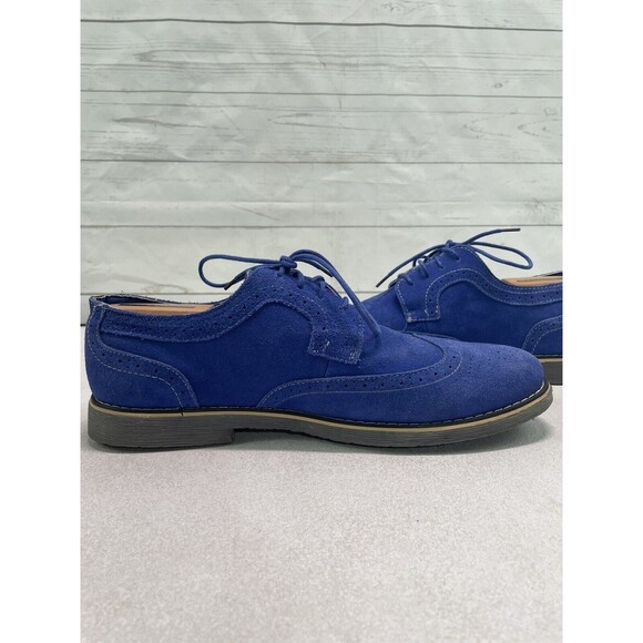 Alpine Swiss Beau Genuine Leather Blue Suede Wingtip Brogue Oxford S817 Size 10 - Picture 7 of 15